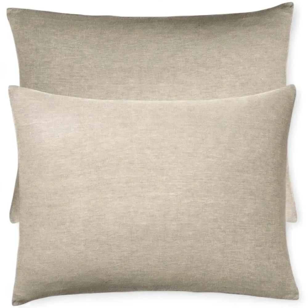 West Elm Dark Flax Warm Gray Melange Linen Cotton Blend Pillow Shams NWT